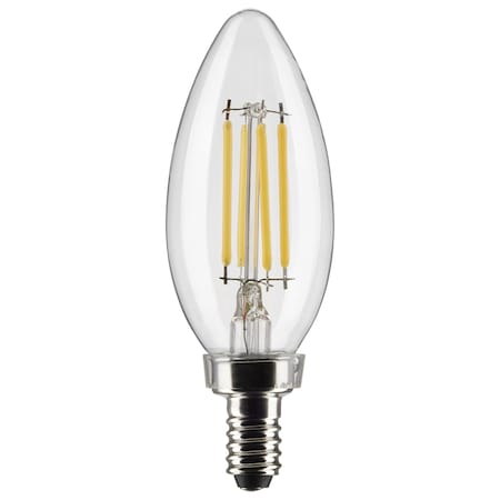 Satco 4 Watt B11 LED Lamp, Clear, Candelabra Base, 90 CRI, 2700K, 120 Volts S21264